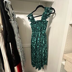 Hill House Nap Dress Green Botanical Size Small